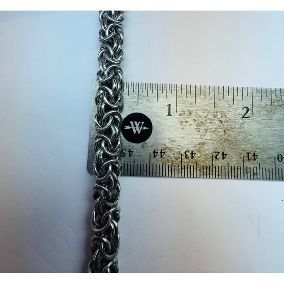 Vintage Estate Sterling Silver 925 Byzantine Chain Bracelet 7" Men Women 14.4g - Picture 4 of 7